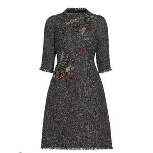 Teri John Saks Fifth Avenue Tweed Embroidered Sheath Dress 18